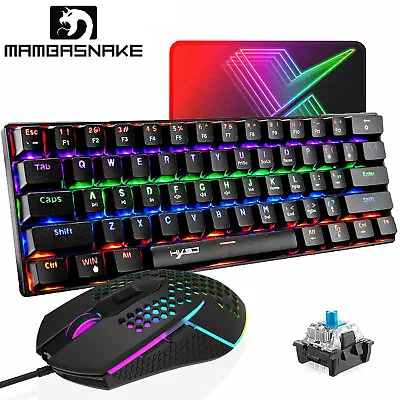 USB 60% Mechanical Gaming Keyboards And Mice Set RGB Backlit Black/White • $17.99