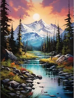 Mountain Paint By Numbers For Adults-Landscape Canvas Oil Painting KIt • £14.99