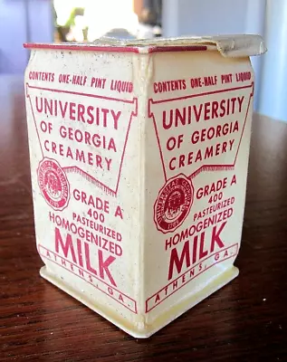 1940's UNIVERSITY OF GEORGIA Geo. GA. Dairy COLLEGE Milk 1/2 PINT Bottle CARTON • $12