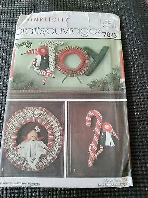 Simplicity 7023 Christmas Angel Wreath & Elf Wall Hangings Sewing Pattern UNCUT • $5