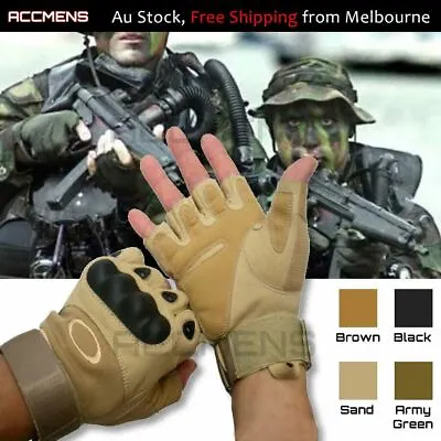 $29.95 • Buy Military Tactical Leather Motorcycle Cycling Gloves Army Combat Fingerless Sport