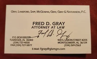 Autographed Fred Gray Business Card W/loa ATTORNEY ROSA PARKS MARTIN LUTHER KING • $19.95