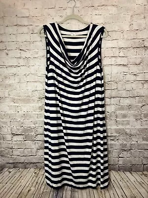 Gap Maternity Dress Women’s Xxl Navy Blue Striped Cowell Neck Midi Sleeveless • $14.99