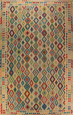 Tribal Geometric Kilim Rugs Wool Traditional Kelim Large Rugs 10x16 Ft • $821.61