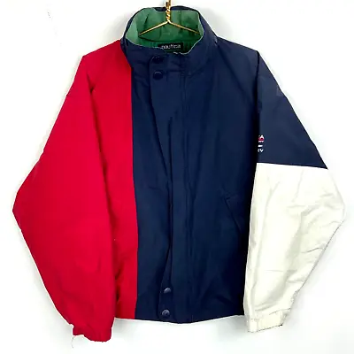 Vintage Nautica Sport Jacket Large Multicolor Full Zip Windbreaker Reversible • $63.74