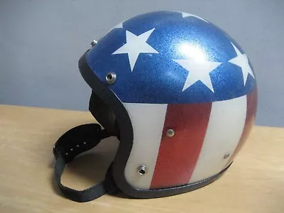 Vintage American Flag Easy Rider Motorcycle Helmet USA *Rough Interior* LSI 4150 • $199.99