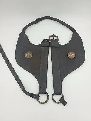 Antique WW1 U.S. Calvary Mule Bridle & Bit Brass Studs Military Horse Harness  • $299