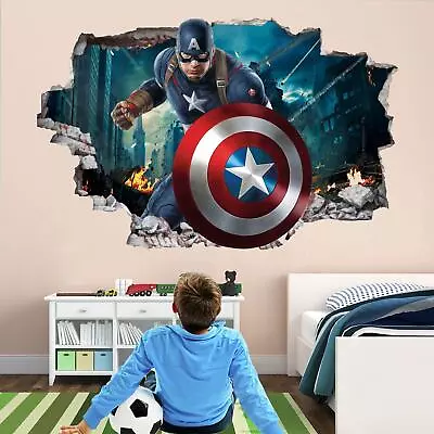 Marvel Captain America Wall Art: Superhero Decal Sticker Mural Poster Print • £3.99