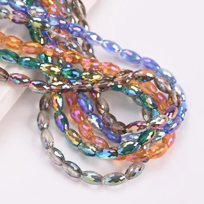 20pcs Oval Faceted 10x6mm Colorful Crystal Glass Loose Beads For DIY Jewelry • $2.98