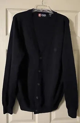 Chaps Men’s Blue  Button Down Cardigan Sweater Size Large 100% Cotton • $7