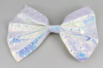 Iridescent Mermaid Barrette Big BOW 5 3/8  Wide Hair Clip Shiny Scales Shimmery • $3.88