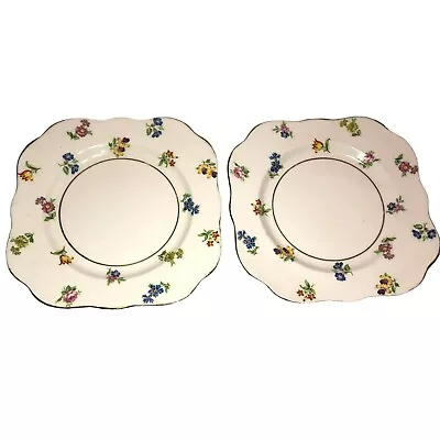 Vtg M & R Bone China Dessert Plates 2 Hand Painted Marks & Rosenfeld England • $19.64