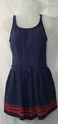 Vintage Jantzen Cotton Blend Swim Suit Navy And Red Short Sailor Sz 16 • $34.97