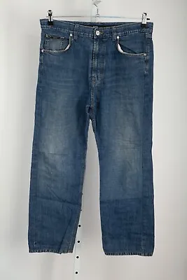 Hugo Boss Jeans Mens 34x34 Actual 34x28 Alabama Cotton Linen Blue Medium Wash • $29.95