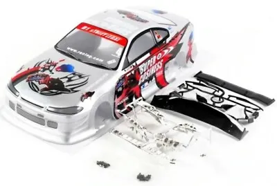 RC Racing Car Body Shell For 1/10 Cars  + Spoiler & Lights. - Fast UK Delivery • £21.99