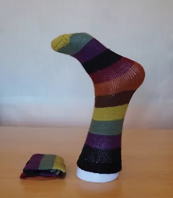 £18.81 • Buy Multicolored Socks With Striped Design, Made From Alpaca Wool.