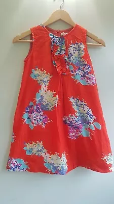 Mini Boden Girls  Orange Floral 100% Cotton Fully Lined Summer Dress Age 9 - 10 • £5.99