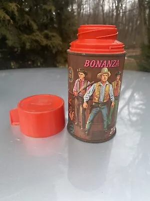 Vtg 1965 Bonanza TV Show Metal Aladdin 8oz Thermos Missing Cap • $32