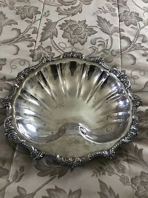 Vintage EPCA OLD ENGLISH By POOLE Silver Plated Shell Bowl Dish  12  X 14  • $30