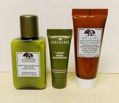 $12.99 • Buy Origins Mega-Mushroom Fortifying Emulsion Skin Concentrate Night-A-Mins Samples