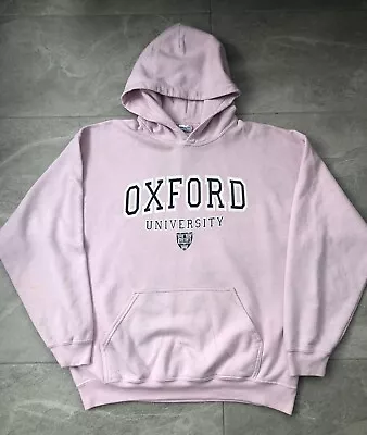Gildan Heavy Blend Oxford University Hoodie Womens Pink Sweater Size Large • £14.98