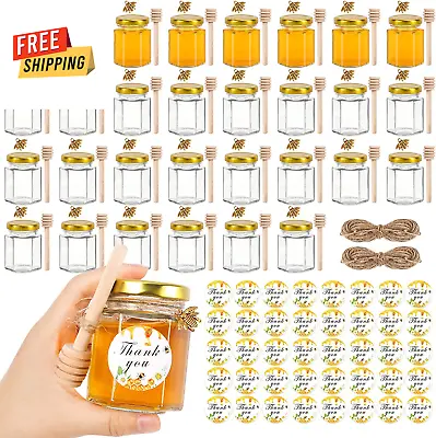 30-Pack Mini Honey Jars With Dipper - 3oz Glass Jars For Baby Shower & Wedding F • $39.07