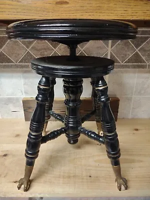 $399.99 • Buy Antique Charles Parker Victorian Piano Stool Glass Ball Brass Claw Feet 