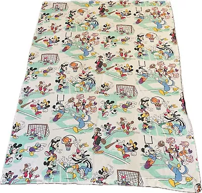 Vintage Disney Sports Twin Bed Sheets Flat Fitted Mickey Minnie Donald Daisy • $29