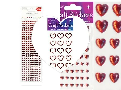 £2.89 • Buy Red Heart Stickers Diamante Gem Craft Self Adhesive Stickers Choice Of Packets