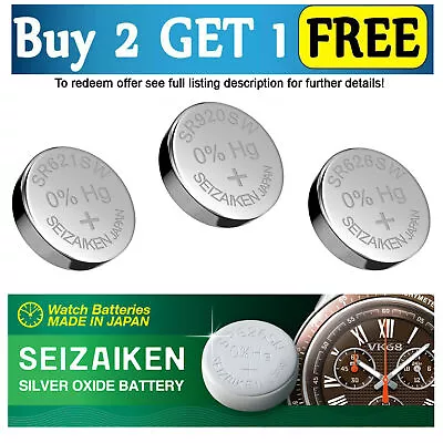 Seiko Seizaiken Buy 2 Get 1 FREE OFFER 364 371 377 379 394 395 399 Batteries • £1.68