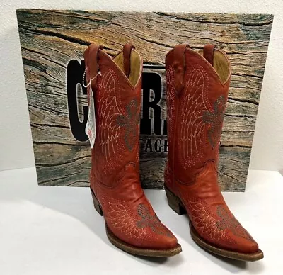 Vintage Corral Teen Boots Salmon Turquoise Wing And Cross USA 2 3 4.5 T New • $49