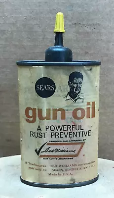 Vintage Sears Gun Oil Can Ted Williams Merchandise 3 Oz Can Boston Red Sox HOF • $39.99