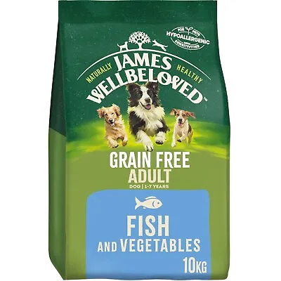 10kg James Wellbeloved Grain Free Natural Adult Complete Dry Dog Food Fish • £49.99