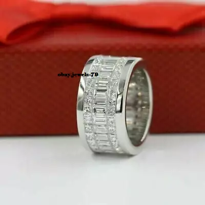 Men's 2.50Ct Baguette Cut Lab-Created Diamond Wedding Band 14K White Gold Plated • $126.47