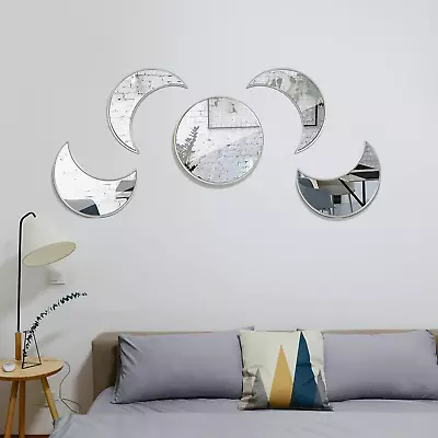 Glass Moon Phase Mirror Set Bohemian Wall Mirror Never Distorted Boho Wall Han • $53.06