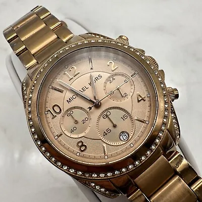 Michael Kors Blair MK5263 Gold Chronograph Date Hour Crystals - NEW BATTERY • $46.99