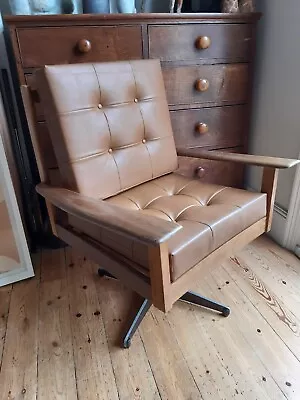£145 • Buy SCANDI Wide Swivel Armchair Danish MCM Ring Mobelfabrikk Base Need Upcycling