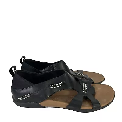 Merrell Women's Black Leather Flaxen Open Toe Sandals - 8 • $22.36