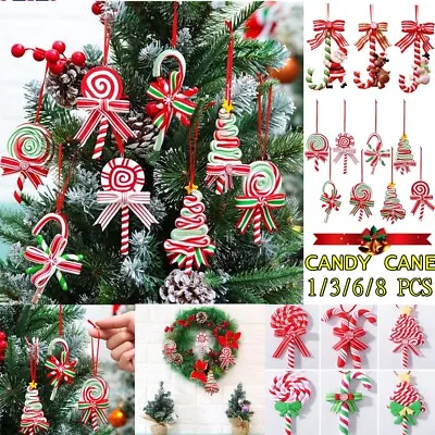 3/6/8 Lollipop Ornament Candy Cane Hanging Decorations Christmas Candy Ornaments • £13.99