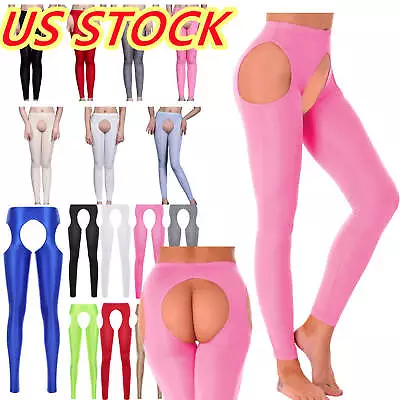 Women High Rise Gym Crotch-less Leggings Hollow Out Stretchy Yoga Trousers Pants • $8.99