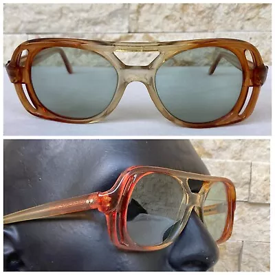Unique Vintage Squared Sunglasses Orange Green Gents Large 1960s Italaian Rare • $176