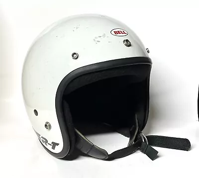 BELL R-T VINTAGE RACING MOTORCYCLE HELMET MADE IN USA 1981 WHITE RT Size 7 1/2 • $494.10