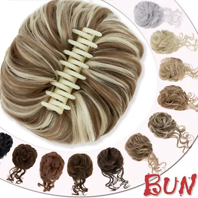 Curly Chignon Messy Bun Extension Claw Updo Clip In Hair Piece For Wedding Daily • £8.80