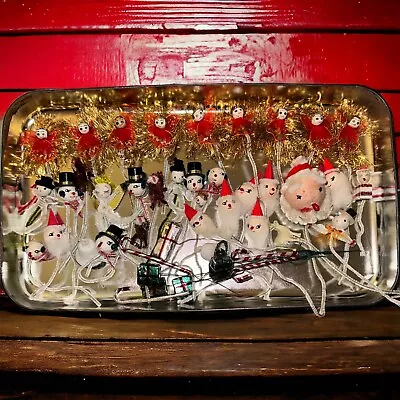 40 Mix Vintage Angel Christmas Pixie Red Felt Pick Foil Tinsel Blonde Japan Xmas • $31