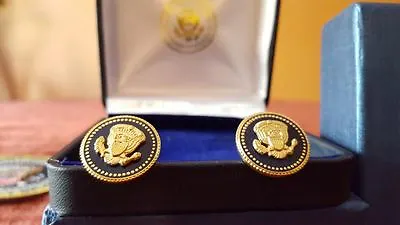 Cuff Links 24k Gold-plated President Bill Clinton Vip Blue Cobalt  • $44.99