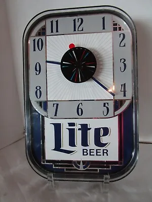 Retro Miller-Lite Beer Wall Clock Quartz 15.25” Tall Battery USA 1990's Retro • $86