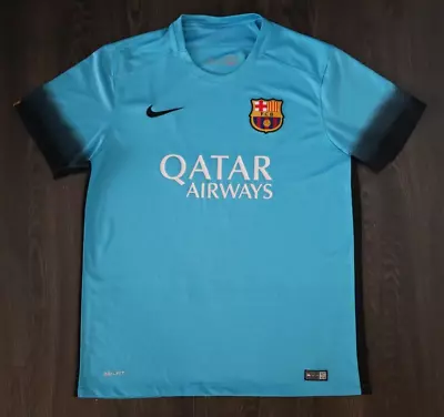 Nike FC Barcelona Away 2015-2016 Jersey Large Blue L Dri-Fit Soccer • $34.99