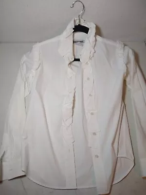 VINTAGE - Issey Miyake Button Up Ruffled Blouse - White - SIze 2 - FREE S&H! • $44.99