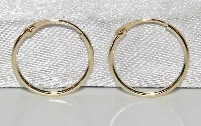 9CT GOLD CHILDREN'S 10mm HINGED SLEEPER HOOP EARRINGS - CHILD'S Bys & Girls • £17.95