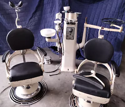 Antique Deco Vintage Ritter 1920's Model C Cuspidor W 2 Dental Chairs Dentist • $3510